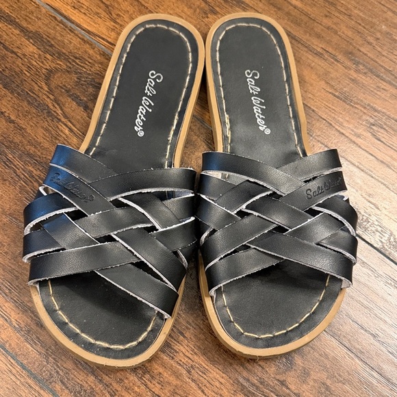 Salt Water Sandals by Hoy Shoes - Women's Sandals, SaltWater Retro Slides, size 7, black (BL)